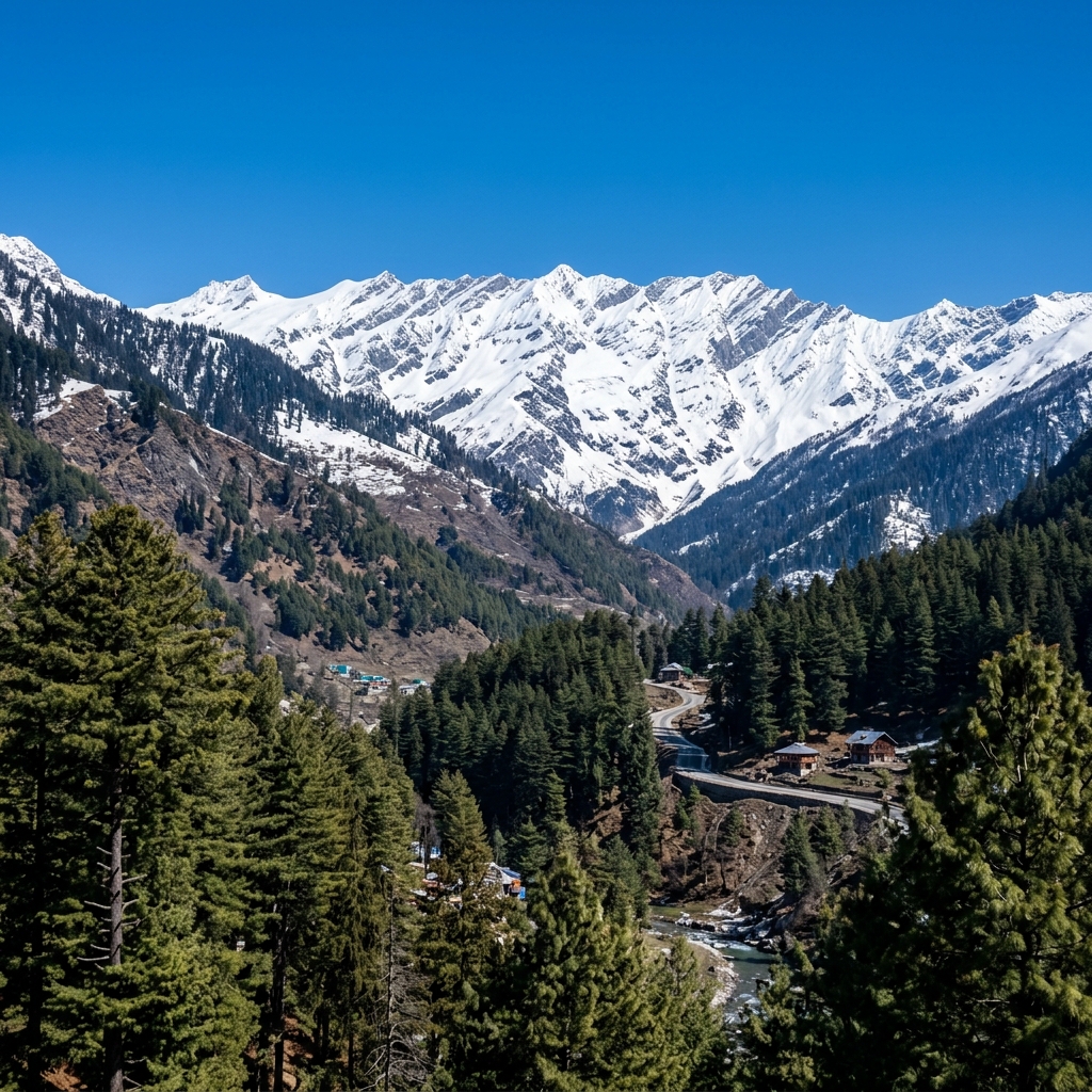 Snowy mountains in Manali